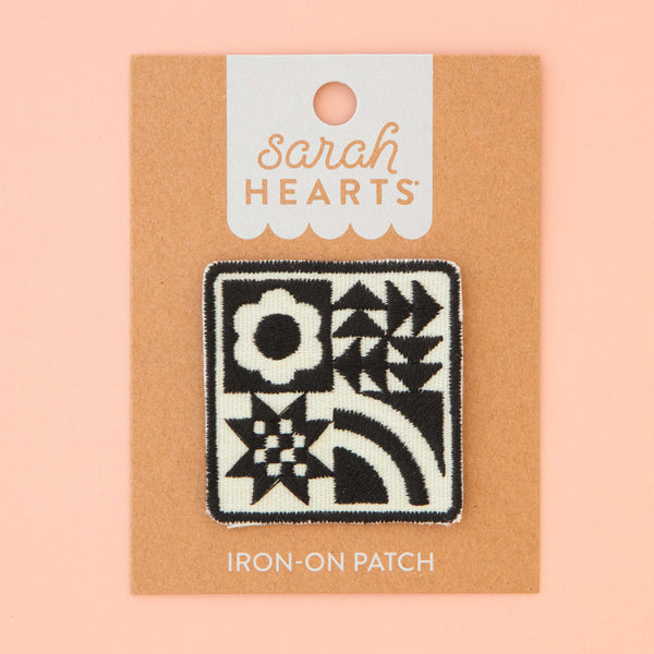 Black Quilt Block Iron-On Patch