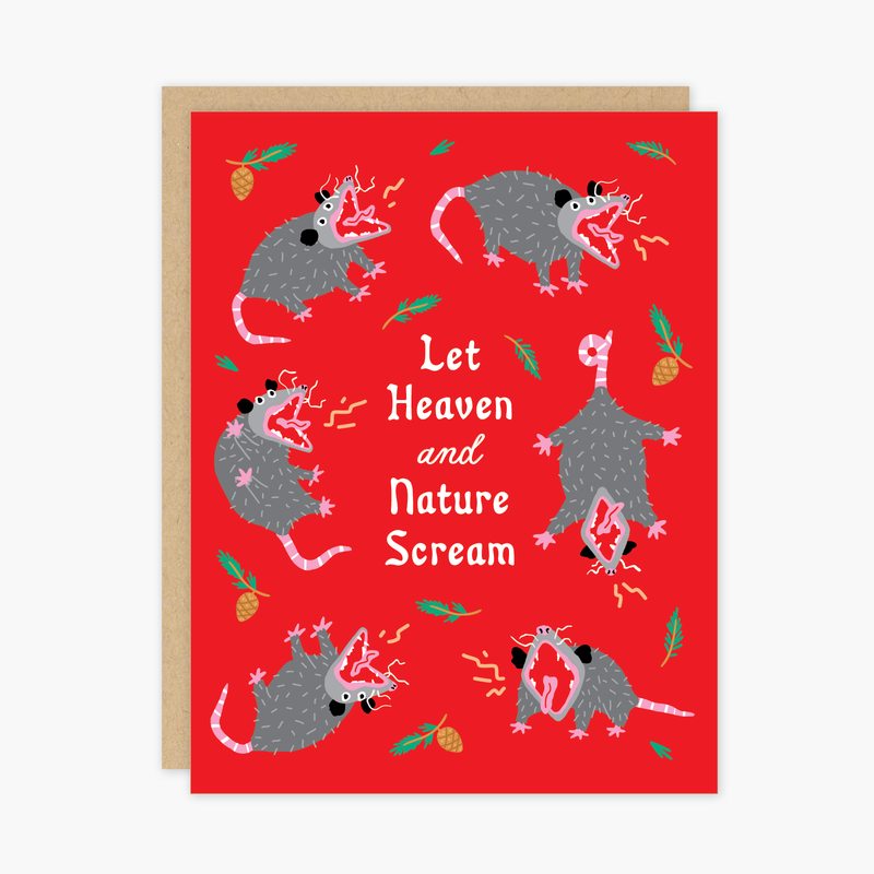 Nature Scream Opossum Christmas Holiday Card