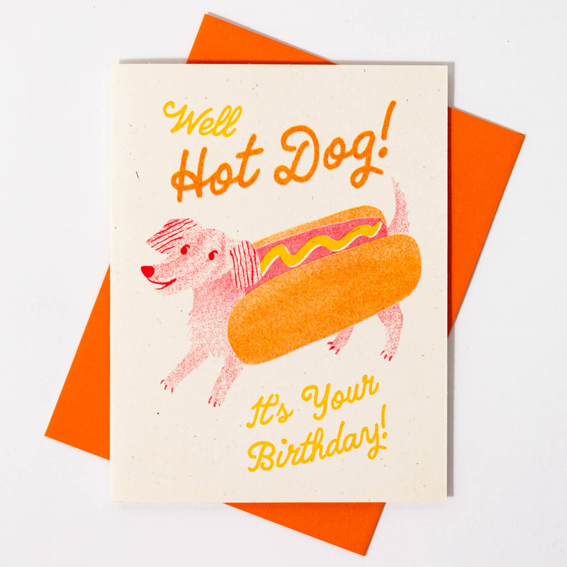 Hot Dog - Risograph Birthday Card