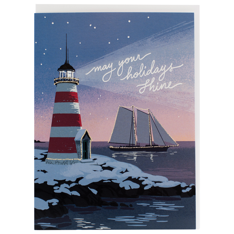 Coastal Lighthouse Winter Greetings Card