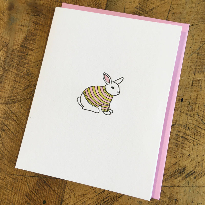 Bunny Sweater Letterpress Card