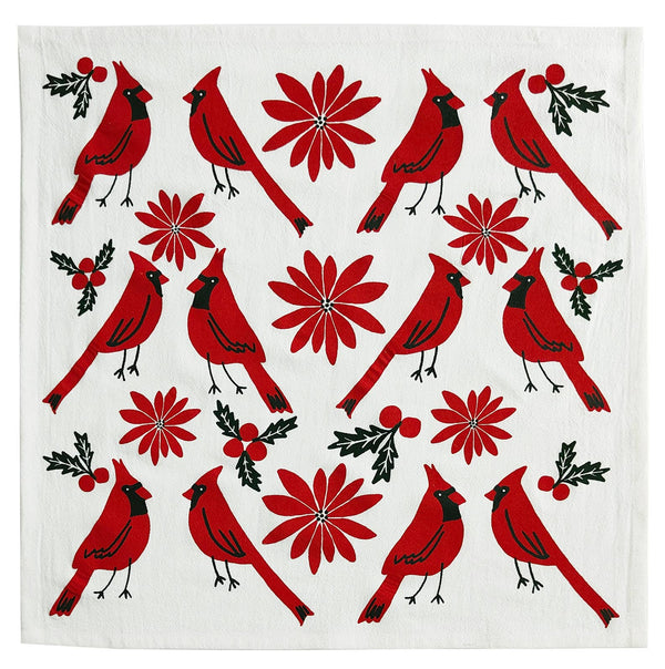 Cardinals & Botanic - Christmas Cotton Tea Towel