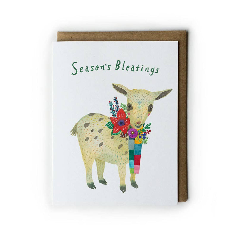 Baby Goat Season's Bleatings Holiday Greeting Card