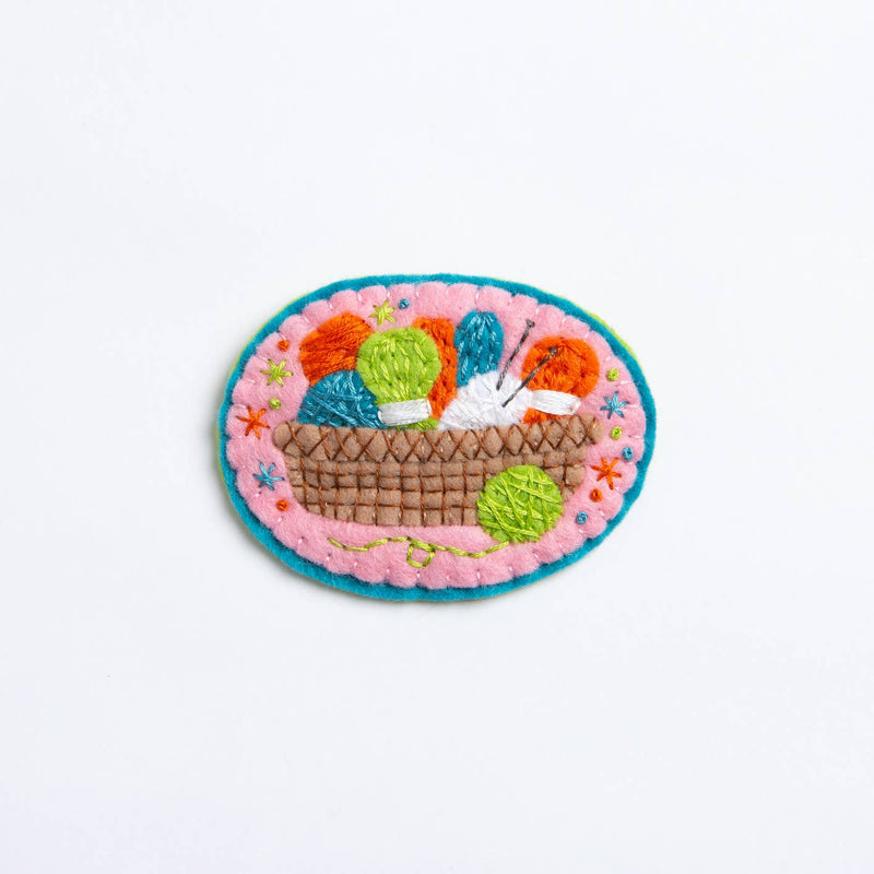 Knitting Basket Brooch Felt Craft Kit