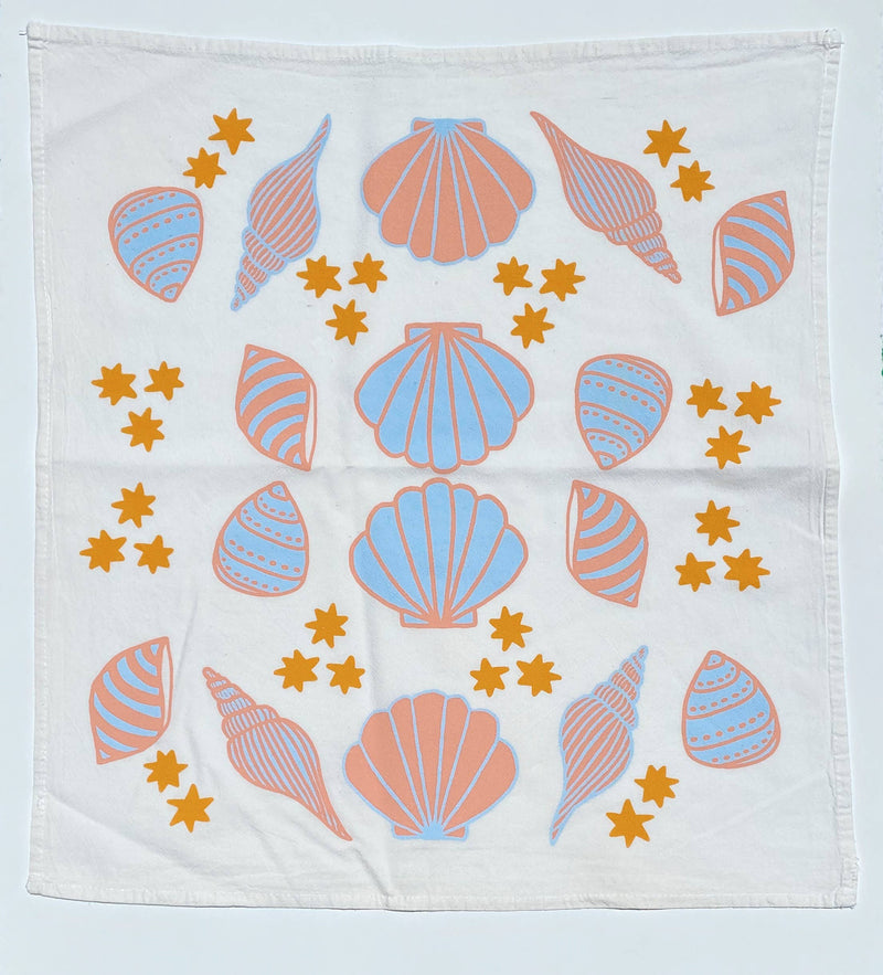 Magic Seashells on White 20" Tea Towel - 100% Cotton