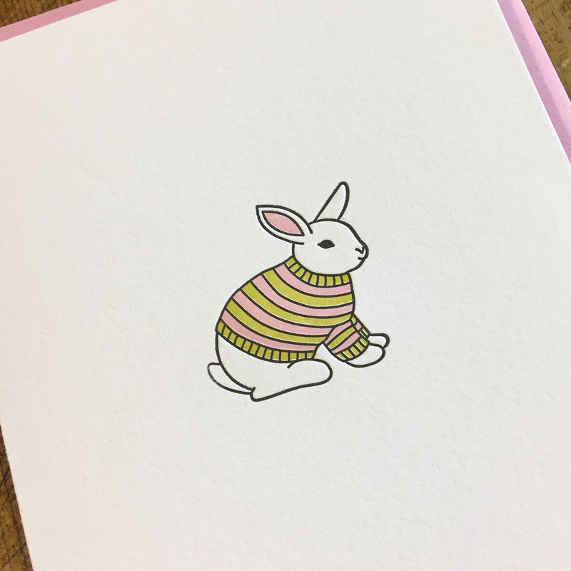 Bunny Sweater Letterpress Card