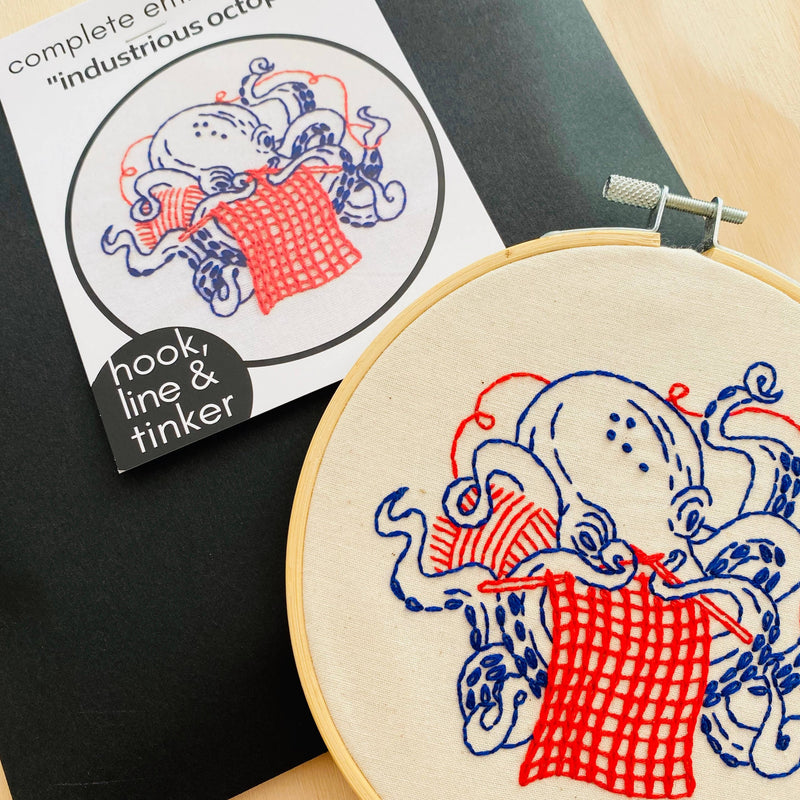 Knitting Octopus Embroidery Kit