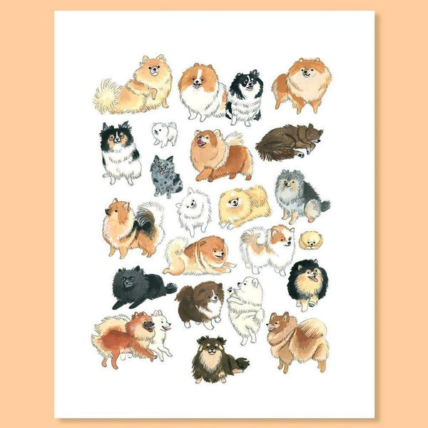 Art print featuring Pomeranians